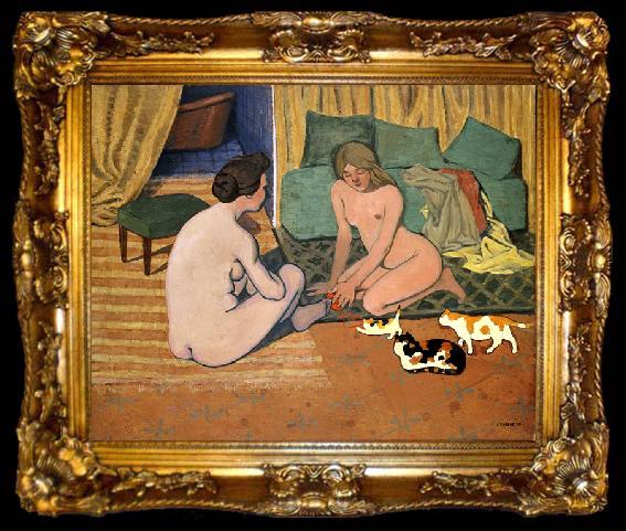 framed  Felix  Vallotton Femmes nues aux chats, ta009-2